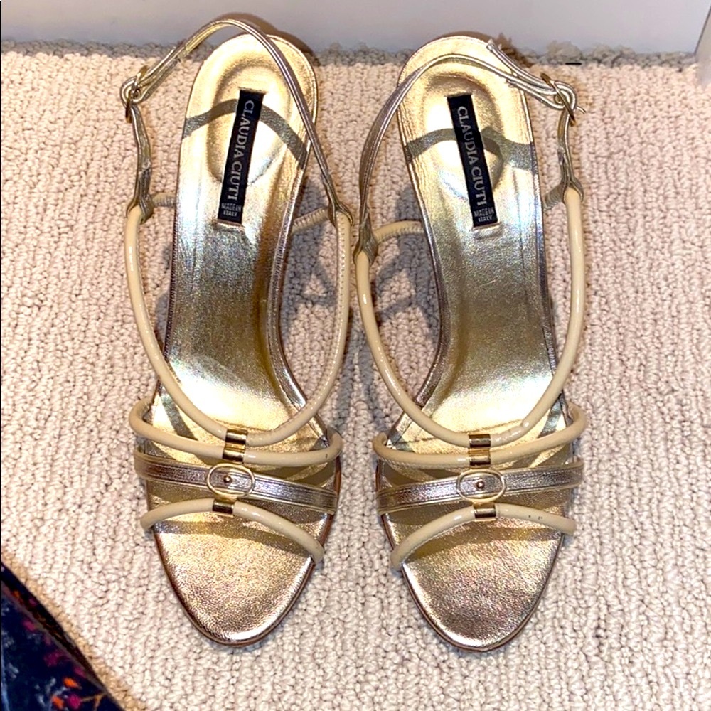Claudia Ciuti Gold Heels Shoes